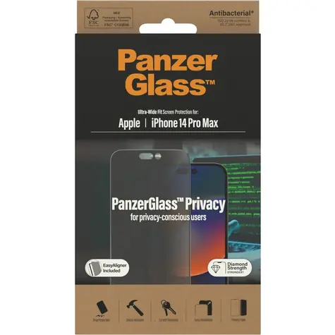 PanzerGlass UWF Privacy AB Tvrzené sklo s aplikátorem pro Apple iPhone 14 Pro Max černá
