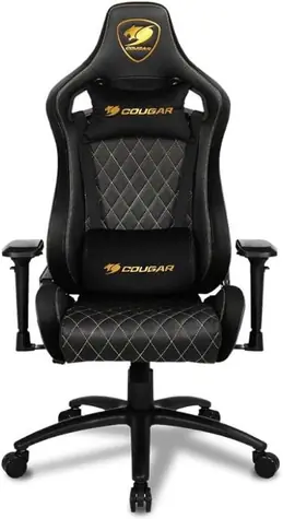 Cougar Armor S zlatá / Herní židle / nastavitelná / pojezdová kolečka / nosnost 120 kg