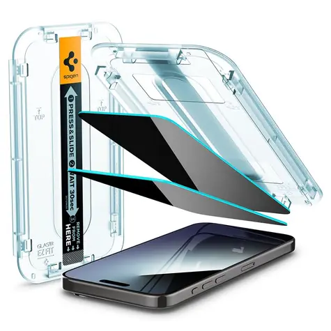 Spigen Glass tR EZ Fit Privacy 2 Pack tvrzené sklo pro iPhone 15 Pro čirá