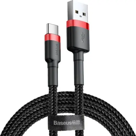 Baseus CATKLF-A91 Kabel USB-A (M) - USB-C (M) 0.5 m černo-červená