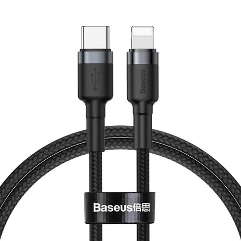 Baseus CATLKLF-G1 Kabel USB-C (M) - Lightning (M) 1 m černo-šedá / 18W