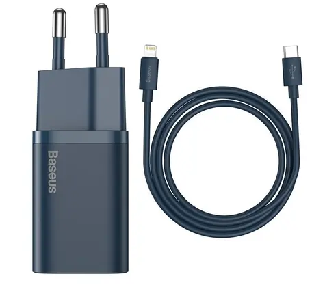 Baseus TZCCSUP-B03 Super Si Rychlonabijecí adaptér modrá / 1x USB-C / 20W / Kabel USB-C (M) - Lightning (M)