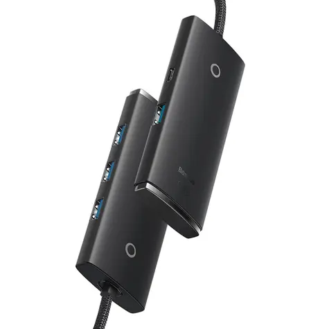 Baseus WKQX030401 Lite Series Hub 1 m černá / USB rozbočovač / 4x USB 3.0 / 1x USB-C
