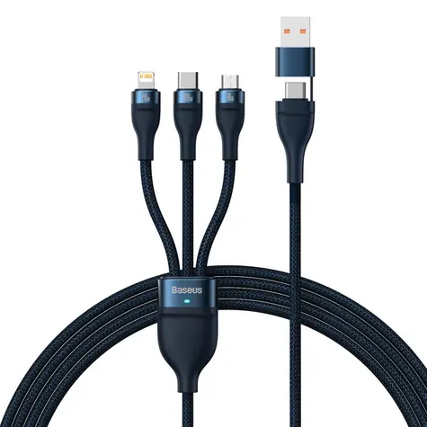 Baseus CASS030101  Kabel USB-A (M) & USB-C (M) - Micro-USB (M) 18W & USB-C (M) 100W & Lightning (M) 20W 1.2 m černá 