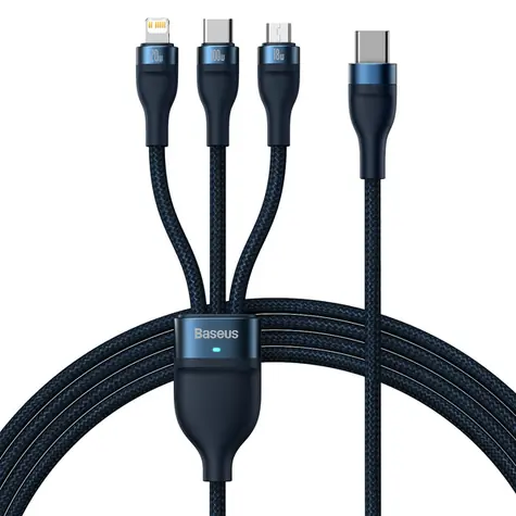 Baseus CASS030203 Kabel USB-C (M) - Micro-USB (M) 18W & USB-C (M) 100W & Lightning (M) 20W 1.5 m černá