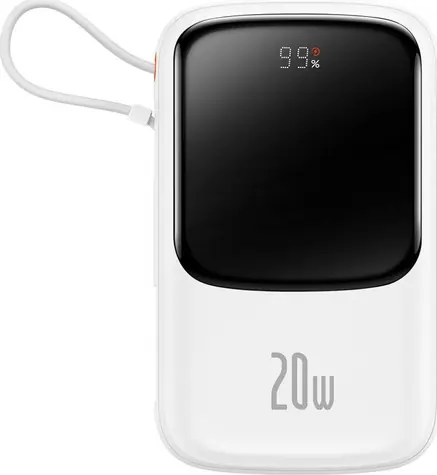 Baseus PPQD060002 Qpow PRO bílá / Powerbanka / 10000mAh / 1x USB-C / 1x USB-A / 1x Lightning 20W