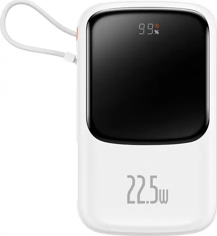 Baseus PPQD060102 Qpow PRO bílá / Powerbanka / 10000mAh / 2x USB-C / 1x USB-A / x1 Lightning / 22.5W