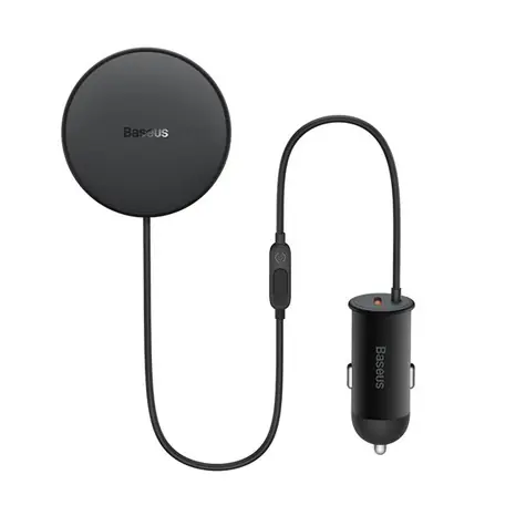 Baseus C40141000111-00 CW01 MagSafe držák do auta s bezdrátovým nabijením a nabiječkou černá / 1x USB-C / 15W + 25W