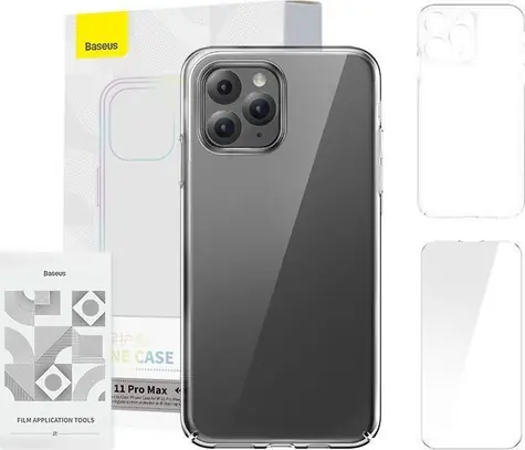 Baseus ARSJ000202 Crystal Kryt pro Apple iPhone 11 Pro Max čirá / + ochranné sklo / + čisticí sada