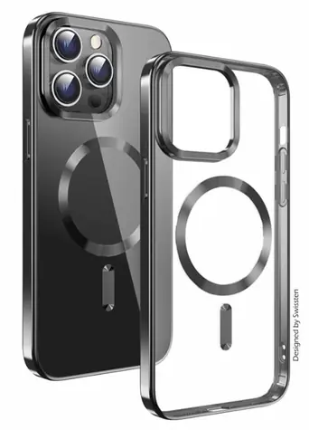 SWISSTEN CLEAR JELLY MagStick METALLIC Pouzdro pro Apple iPhone 15 Plus černá 