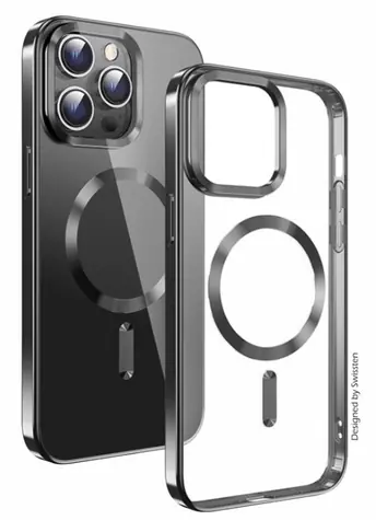 SWISSTEN CLEAR JELLY MagStick METALLIC Pouzdro pro Apple iPhone 15 Pro Max černá 