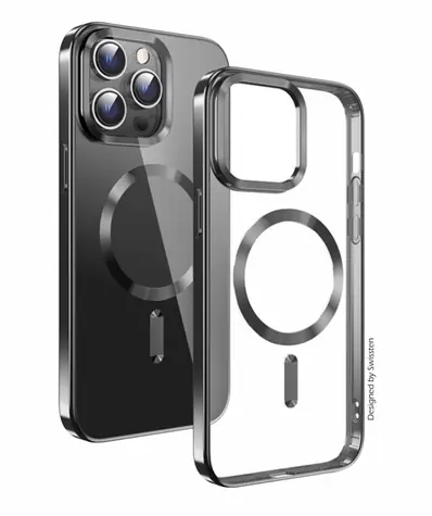 SWISSTEN CLEAR JELLY MagStick METALLIC Pouzdro pro Apple iPhone 13 Pro černá 