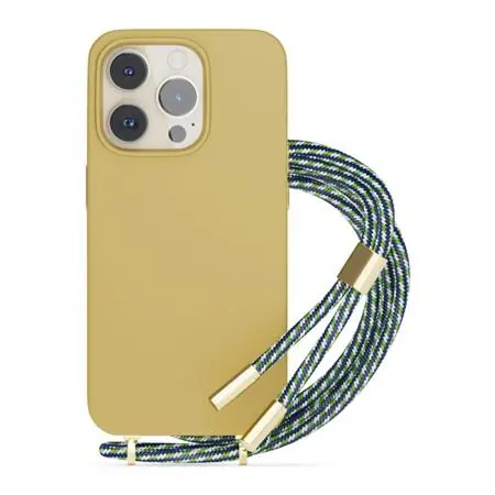 Epico Silikonový zadní kryt se šňůrkou pro Apple iPhone 13/14 písková