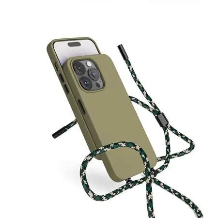 Epico Silikonový zadní kryt se šňůrkou pro Apple iPhone 14 Plus zelená