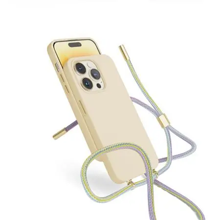 Epico Silikonový zadní kryt se šňůrkou pro Apple iPhone 14 Pro béžová