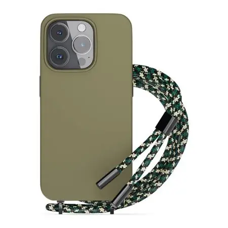 Epico Silikonový zadní kryt se šňůrkou pro Apple iPhone 14 Pro Max zelená