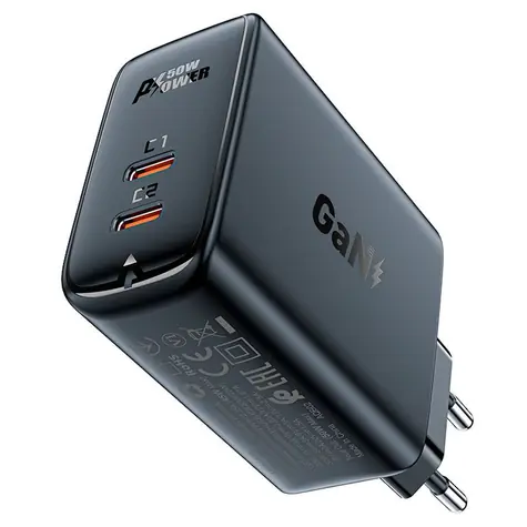 Acefast PD50W GaN nabíječka černá / 2x USB-C / 50W