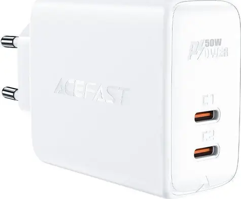 Acefast PD50W GaN nabíječka bílá / 2x USB-C / 50W