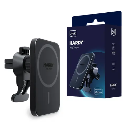 3mk Hardy MagCharger držák telefonu do auta s bezdrátovým nabíjením / 15 W / MagSafe
