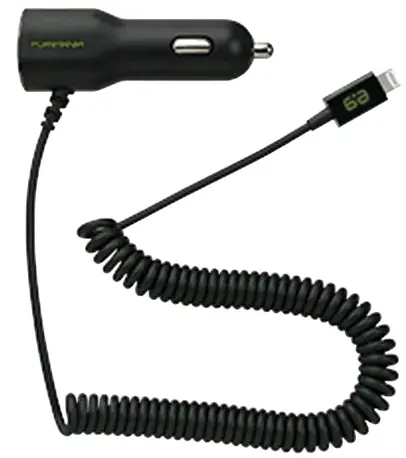 PureGear Nabiječka do auta s integrovaným Lightning kabelem černá / 1x USB-A / 17W