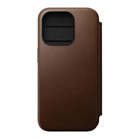 Nomad Modern Leather Folio flipové pouzdro pro Apple iPhone 15 Pro hnědé 