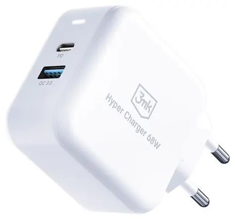3mk Hyper Charger 68 W bílá / cestovní nabíječka / 1x USB-C - 1x USB