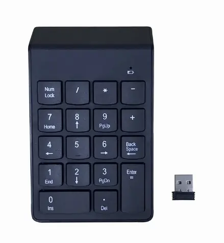 Gembird KDP-W-02 černá / Bezdrátová numerická klávesnice / 18 kláves / včetně baterií
