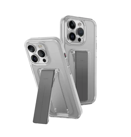 Uniq Heldro Mount+ ochranný kryt na Apple iPhone 15 Pro Max se stojánkem Lucent (čirá)