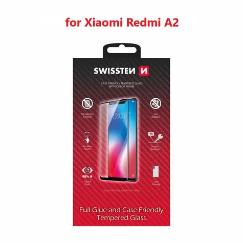 SWISSTEN FULL GLUE COLOR FRAME CASE FRIENDLY ochranné sklo pro Xiaomi Redmi A2 černá 