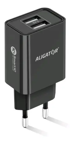 Aligator Chytrá síťová nabíječka 2.4A černá / 2xUSB / smart IC