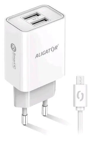 Aligator Chytrá síťová nabíječka 2.4A bílá / 2xUSB / smart IC