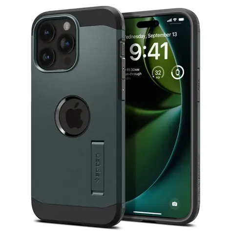 Spigen Tough Armor MagSafe ochranný kryt pro Apple iPhone 15 Pro abyss green 