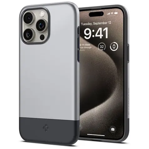 Spigen Style Armor MagSafe ochranný kryt pro Apple iPhone 15 Pro classic silver 