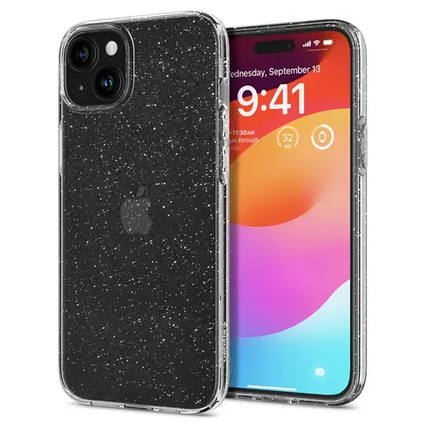 Spigen Liquid Crystal Glitter ochranný kryt pro Apple iPhone 15 Plus crystal quartz 