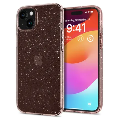 Spigen Liquid Crystal Glitter ochranný kryt pro Apple iPhone 15 Plus rose quartz 