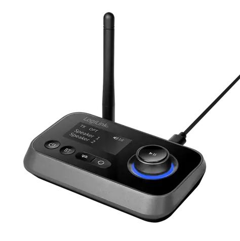 LogiLink BT0062 černá / Audio vysílač a přijímač / Bluetooth 5.0 / 2x 3.5mm / optický vstup & výstup