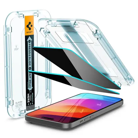 Spigen Glass tR EZ Fit (Privacy) 2 Pack ochranné sklo pro Apple iPhone 15 Plus 