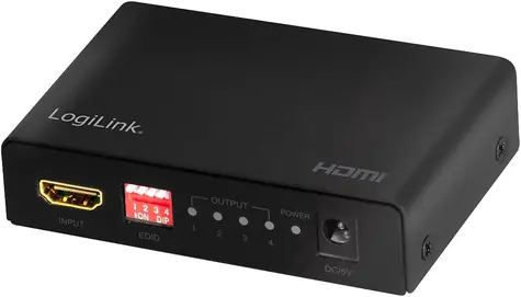 LogiLink HD0038 černá / HDMI rozbočovač / 1x vstup / 4x výstup / HDMI 2.0