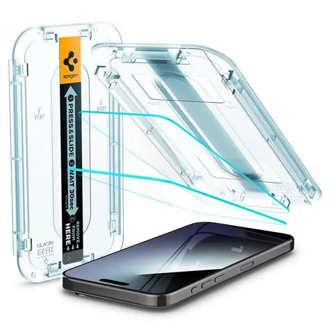 Spigen Glass tR EZ Fit 2 Pack ochranné sklo pro Apple iPhone 15 Pro 