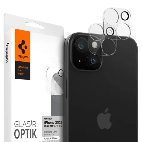 Spigen Glass tR Optik 2 Pack ochranné sklo na fotoaparát pro Apple iPhone 15/15 Plus čirá