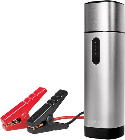 LogiLink PA0266 stříbrná / Powerbank / 10000 mAh / 2x USB-A / startovací kabely / svítilna