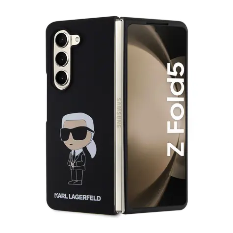 Karl Lagerfeld Liquid Silicone Ikonik NFT Zadní Kryt pro Samsung Galaxy Z Fold 5 černá