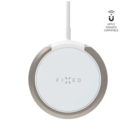 FIXED MagPad Bezdrátová nabíječka s podporou uchycení MagSafe a stojánkem 15W bílá