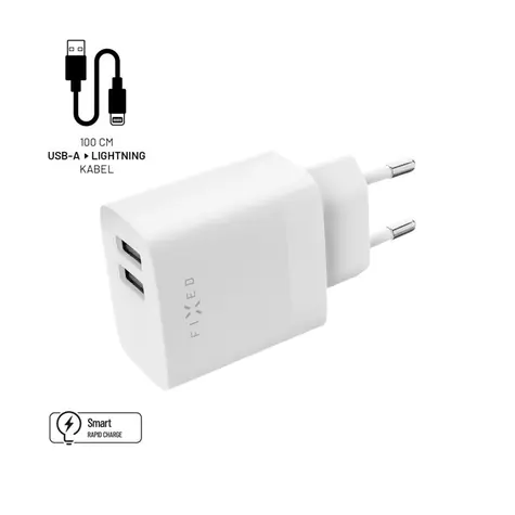FIXED Smart Rapid Charge Síťová nabíječka s 2x USB výstupem (FIXC17N-2UL-WH) bílá / 17W