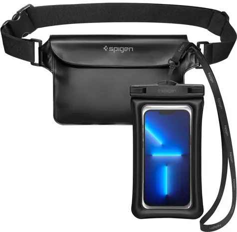 Spigen Aqua Shield WaterProof Floating Case + WaterProof Waist Bag A621 černá / sada vodotěsného pouzdra a brašny 