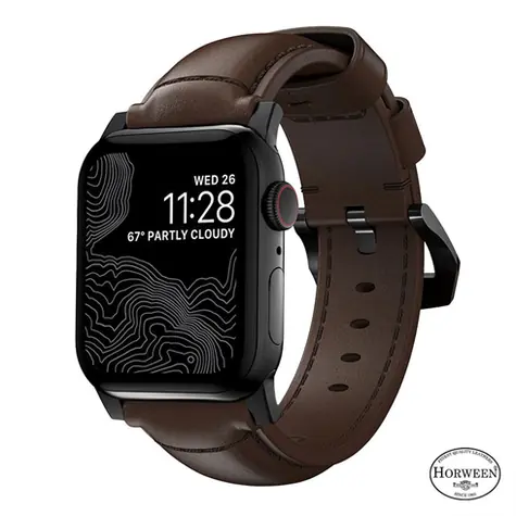 Nomad Traditional Band kožený řemínek s černými detaily pro Apple Watch Ultra (49mm) 8/7 (45mm)/6/SE/5/4 hnědá 