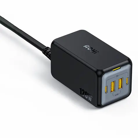 AOHi Magcube PRO GaN stolní nabíječka černá / 2x USB-C / 2x USB-A / 120W 