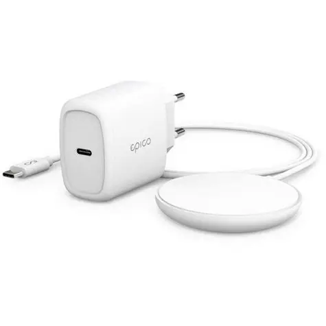 Epico Bezdrátová nabíječka s podporou uchycení MagSafe s adaptérem v balení bílá