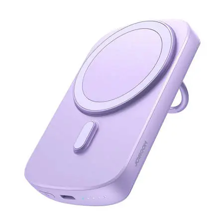Joyroom JR-W030 fialová / Power Banka s držákem / bezdrátová / 6000mAh / 2xUSB-A / USB-C / 20W 