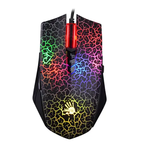 A4tech BLOODY A70A černá / Herní optická myš / 6200 DPI / 8tl. + kolečko / neon LED podsvícení / USB / 1.8 m